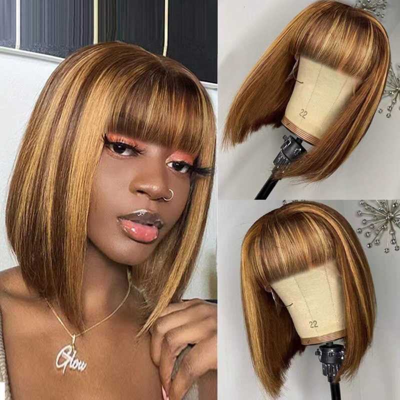 에어뱅이 있는 여성용 숏컷, BOBO 스타일, 브라운- - Wig Fiber Net 리뷰 및 가격