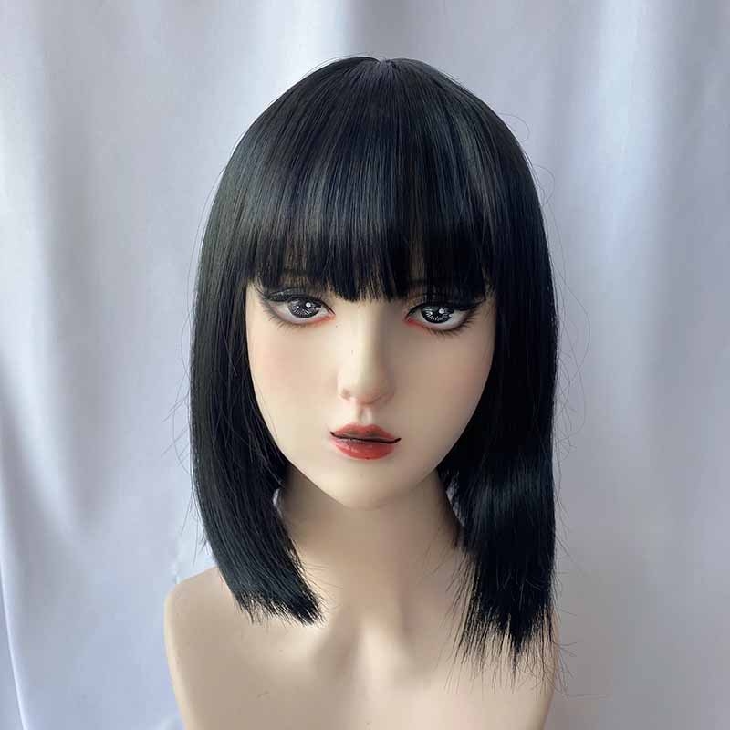 에어뱅이 있는 여성용 스트레이트 가발, 보보 스타일,  - Wig Fiber Net 리뷰 및 가격