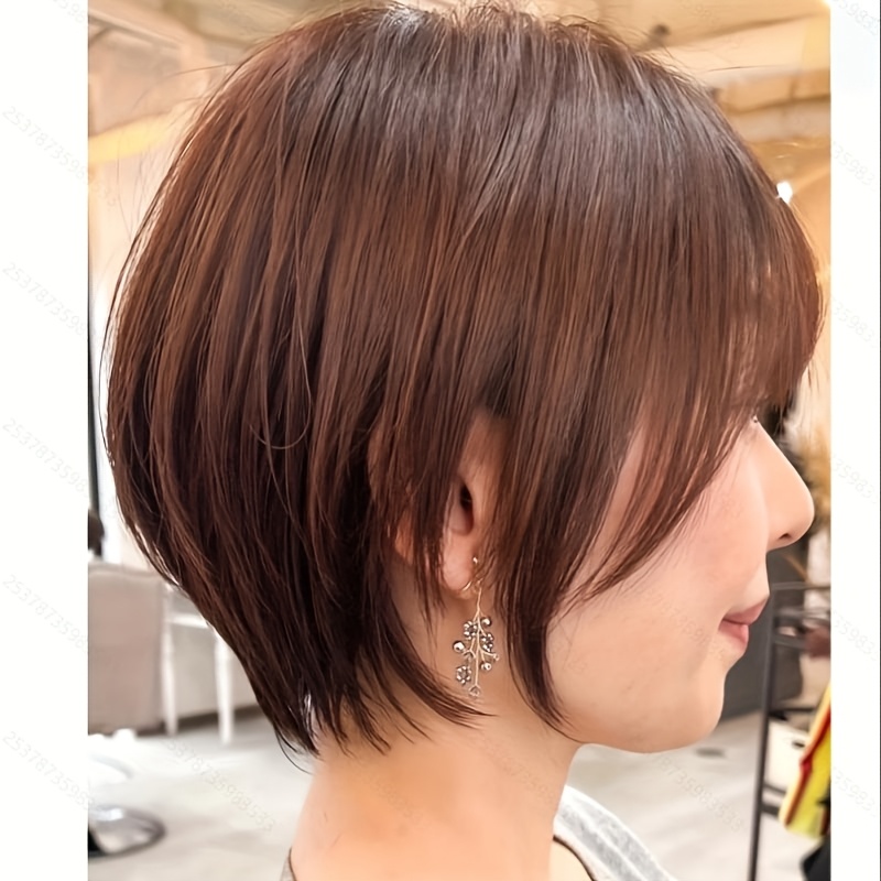 여성용 합성 레이어드 숏 보브 가발, 앞머리가 있는 자 - Wig Fiber Net 리뷰 및 가격