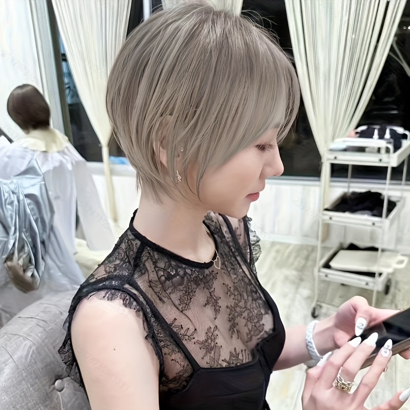 여성용 합성 레이어드 숏 보브 가발, 앞머리가 있는 자 - Wig Fiber Net 리뷰 및 가격